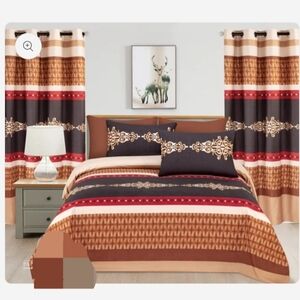 Elegant Brown and Red Bedding Set